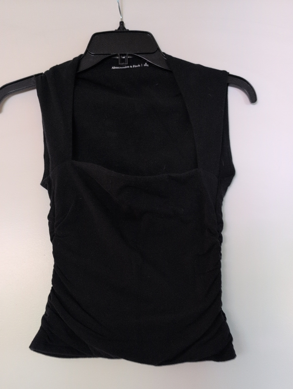 Abercrombie & Fitch Black Ruched Square-Neck Tank